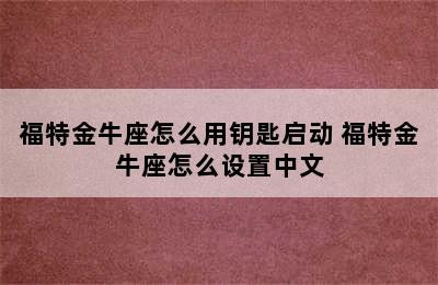 福特金牛座怎么用钥匙启动 福特金牛座怎么设置中文